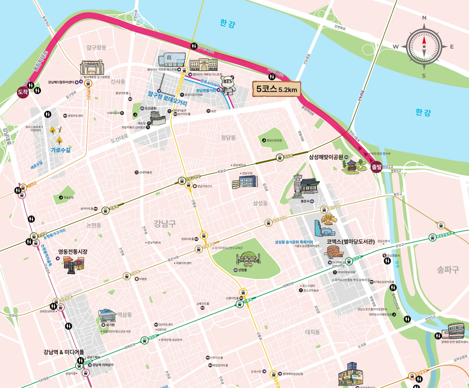 강남둘레길 5코스 지도